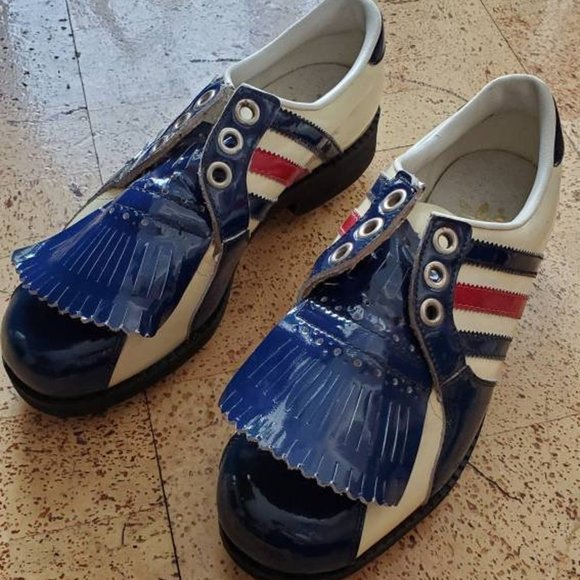 Vintage Retro ADIDAS Patent leather golf shoes. US 6.5 men/9 ladies. - Picture 1 of 8